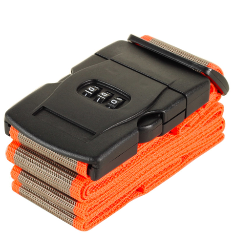 Obrázek z Bezpečnostní popruh na kufr s kódovým zámkem ROCK TA-0012 - šedá/oranžová 