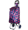 Obrázek z Nákupní taška na kolečkách METRO ST-01F - modrá/růžový list - 35 L 