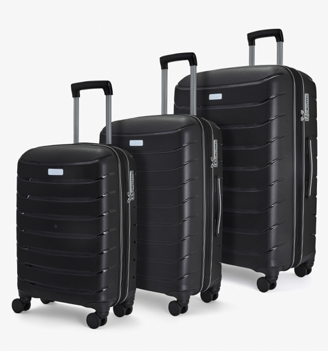 Obrázek z Sada cestovních kufrů ROCK TR-0241/3 PP - černá - 86 L / 59 L / 36 L + 15% EXPANDER 