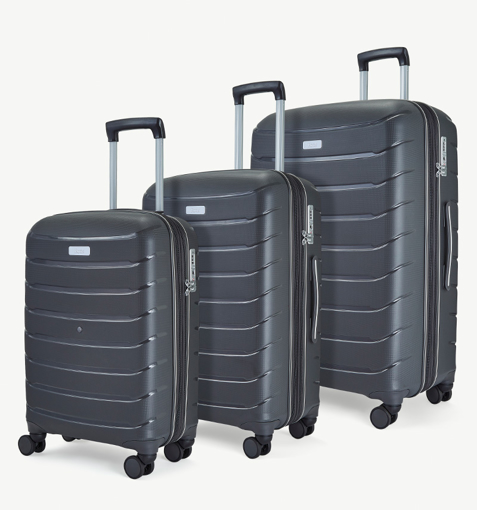 Obrázek z Sada cestovních kufrů ROCK TR-0241/3 PP - charcoal - 86 L / 59 L / 36 L + 15% EXPANDER 