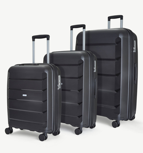 Obrázek z Sada cestovních kufrů ROCK TR-0239/3 PP - černá - 92 L / 58 L / 36 L + 15% EXPANDER 