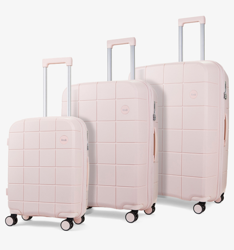 Obrázek z Sada cestovních kufrů ROCK Pixel PP - světle růžová - 102 L + 10% EXPANDER/71 L + 12% EXPANDER/36 L + 15% EXPANDER 