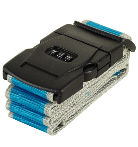 Obrázek z Bezpečnostní popruh na kufr s kódovým zámkem ROCK TA-0012 - modrá/šedá 