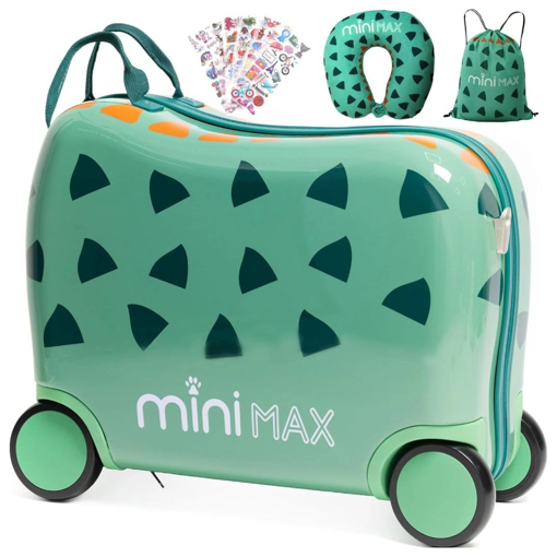 Obrázek z Dětský kufr Aerolite MiniMax Ride-On Dinosaurus - Zelená - 29 L 