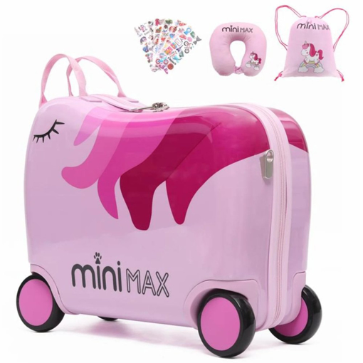 Obrázek z Dětský kufr Aerolite MiniMax Ride-On Unicorn - Růžová - 29 L 